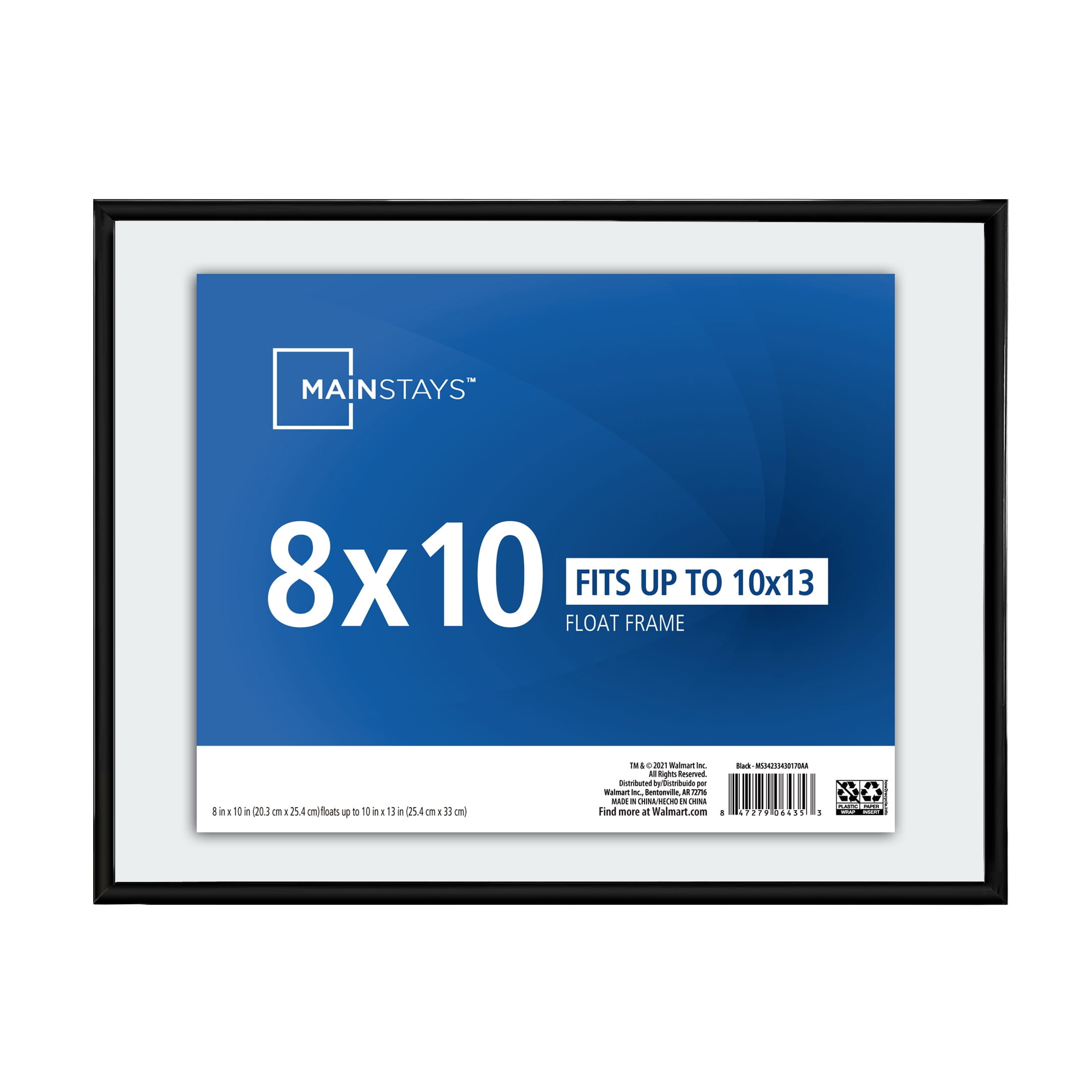 MS 10x13 Matted 8x10 Tabletop / Wall Floating Frame, Black