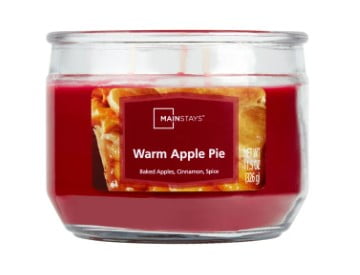 Mainstays 3-Wick Glass Jar Candle, Warm Apple Pie, Red, 11.5 oz
