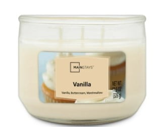 Mainstays Vanilla 3-Wick Glass Jar Candle, 11.5 oz