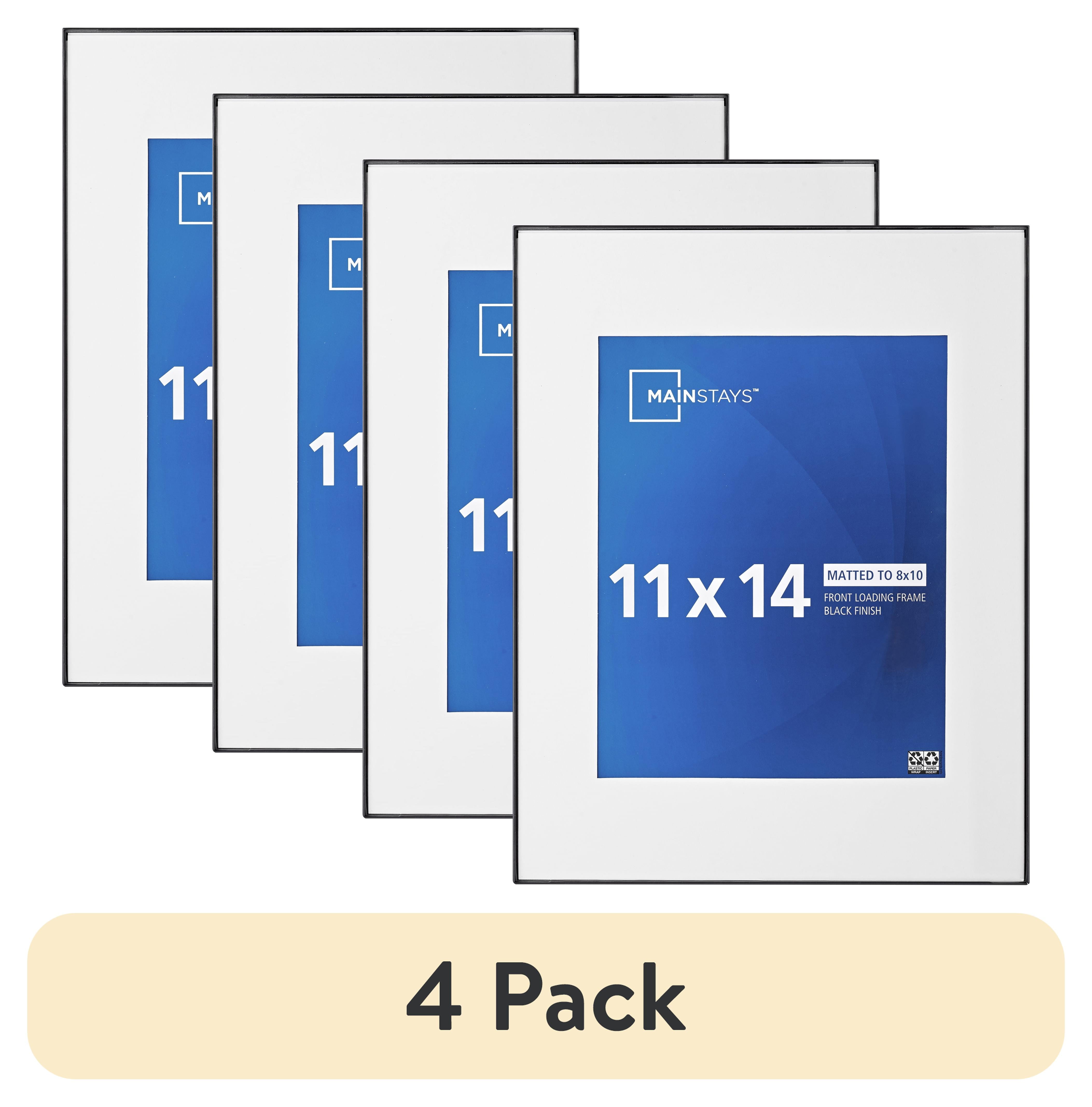 (4 pack) MS 11x14 8x10 Front Loading Wall Picture Frame Black (4 pack) MS 11x14 8x10 Front Loading Wall Picture Frame Black