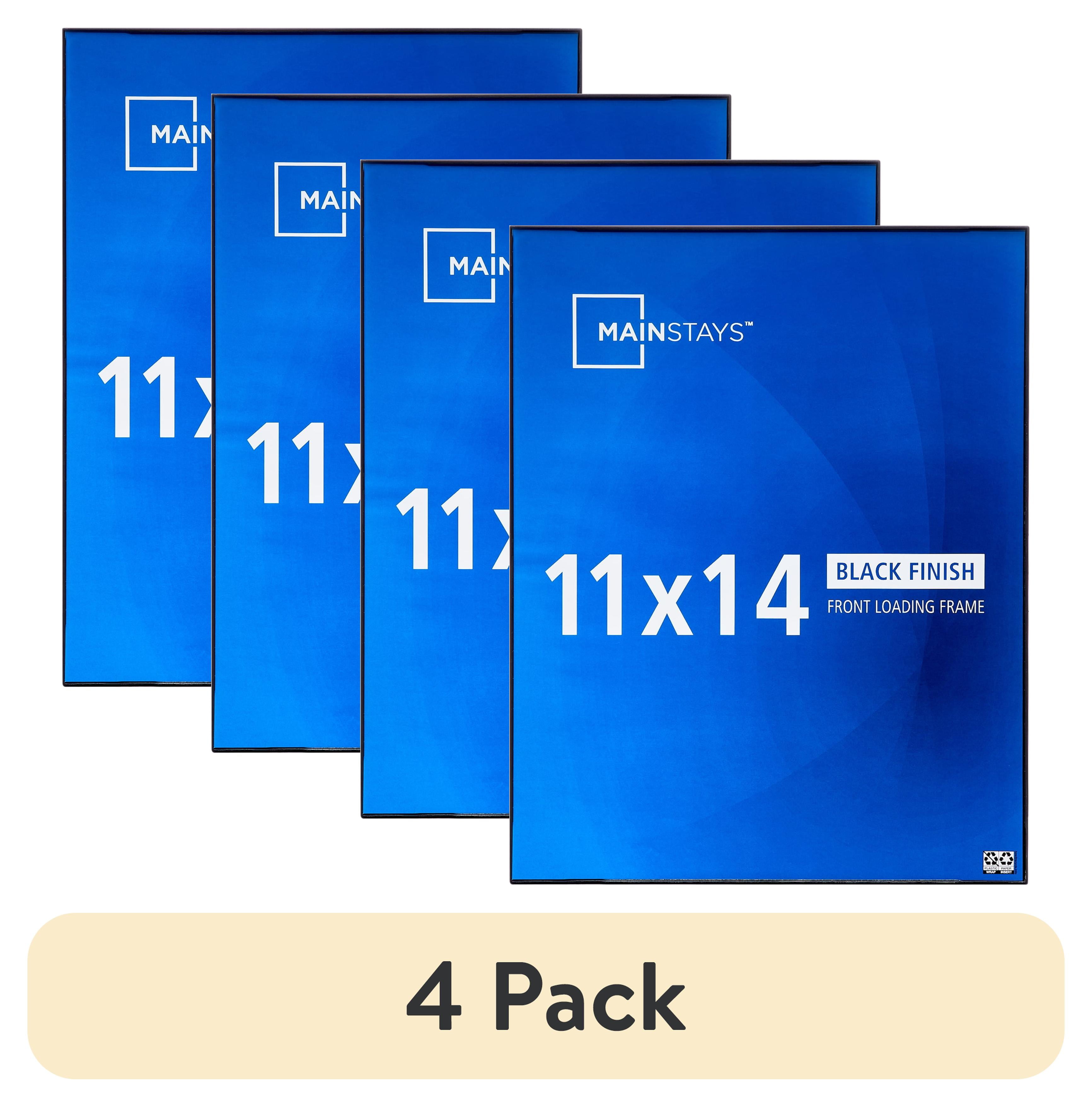 (4 pack) MS 11x14 Front Loading Wall Picture Frame, Black