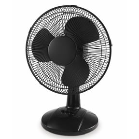 Mainstays 12-Inch Table Fan, Black, Adjustable 3-Speed Settings with Oscillation, FT30-8MBBV