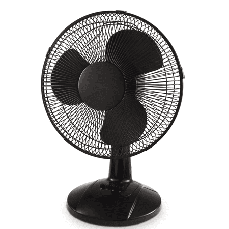 Mainstays 12-Inch Table Fan with Adjustable 3-Speed Settings and Oscillation, Black, FT30-8MBBV