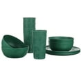thumbnail image 1 of Mainstays 12-Piece Plastic Etched Holly Dinnerware Set, Green, 1 of 17