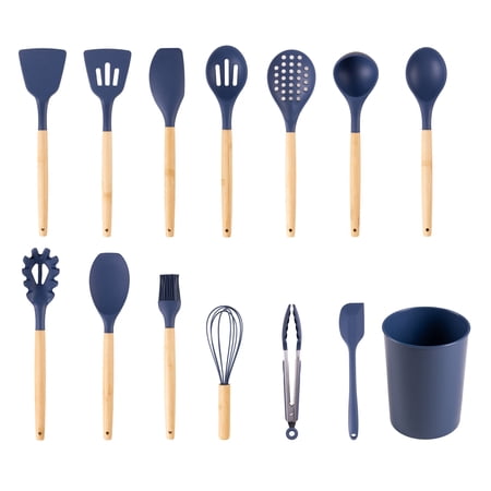 Mainstays Bamboo and Silicone Washed Indigo Gadgets Set, 14 pieces