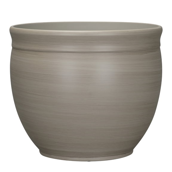 Mainstays Sienna 15.5" x 15.5" x 13" Round Birch Gray 100% Recycled Resin Planter