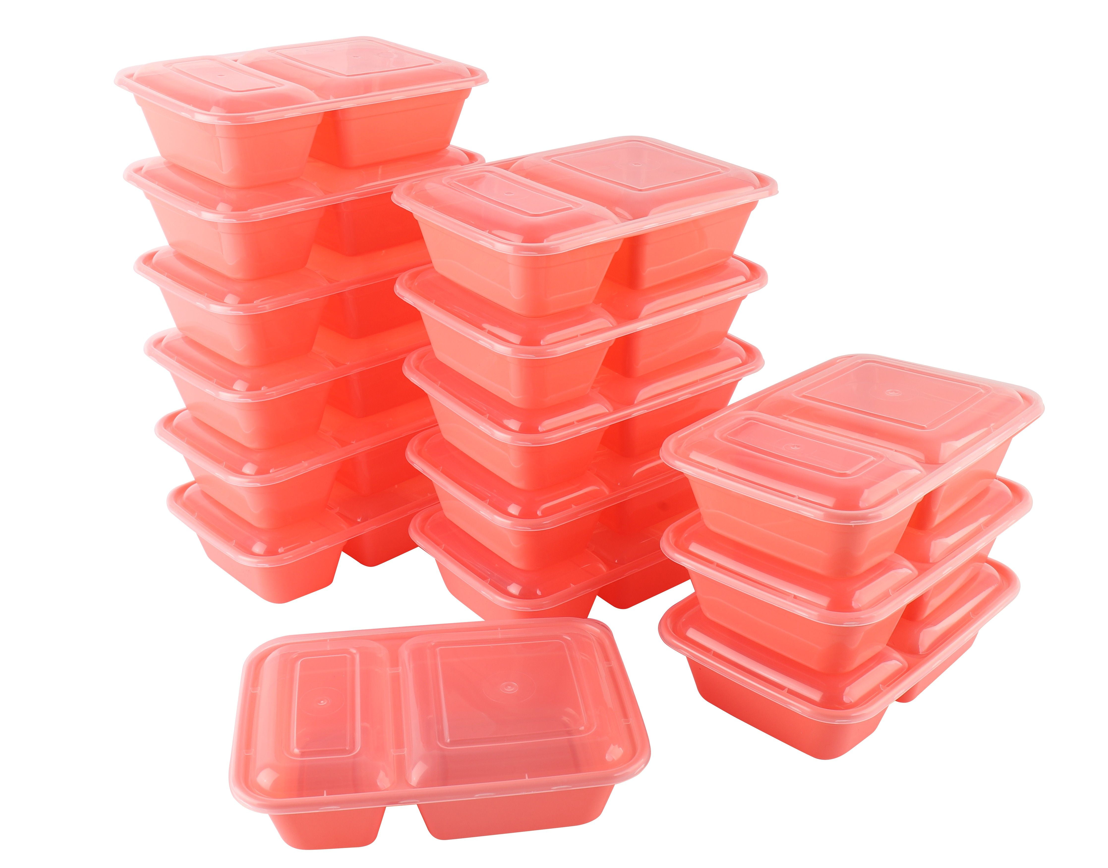 Mainstays 2 Compartment 3.78Cups Meal Prep Container, Coral Bell