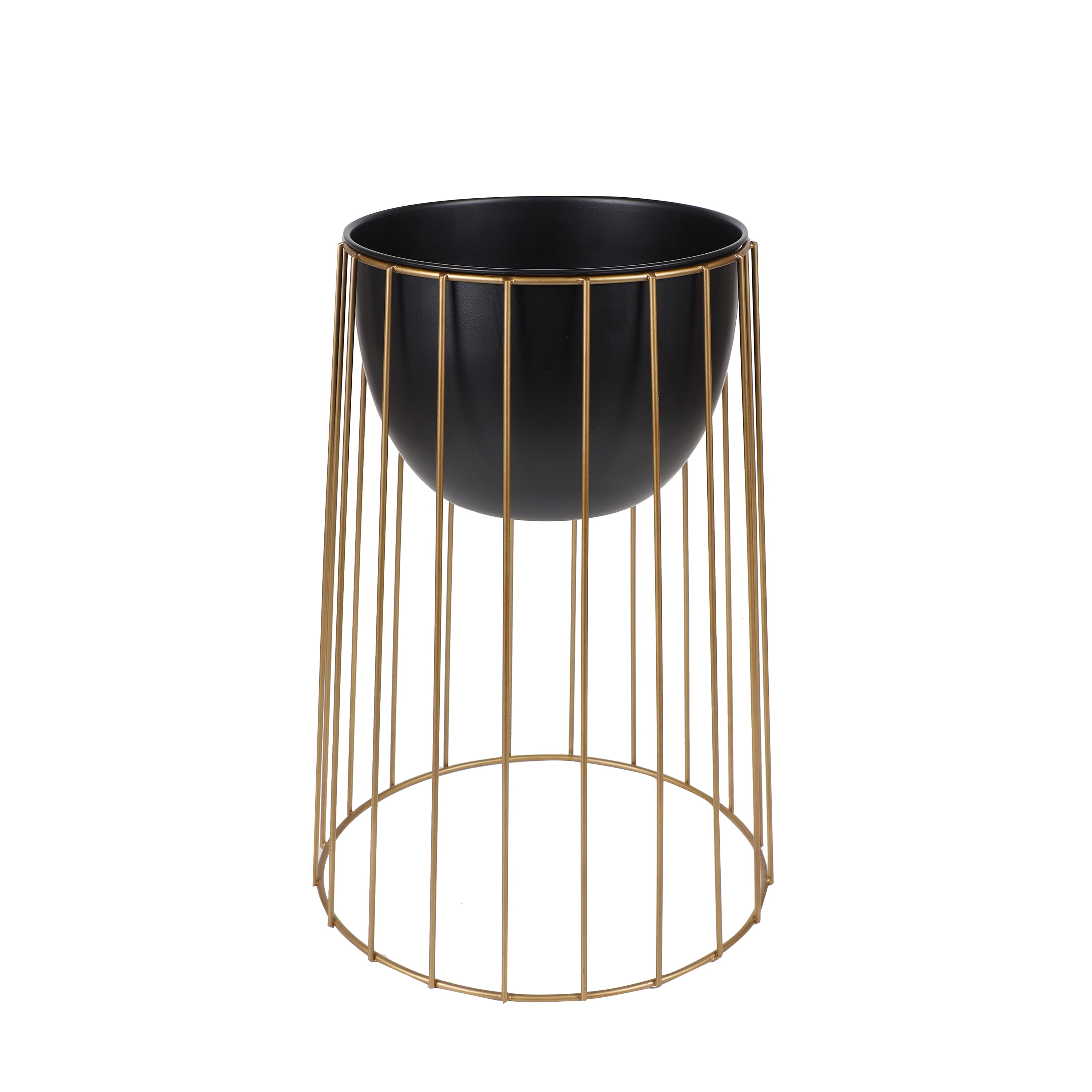 Mainstays Axel 16" x 16" x 22.25" Round Black and Gold Metal Planter