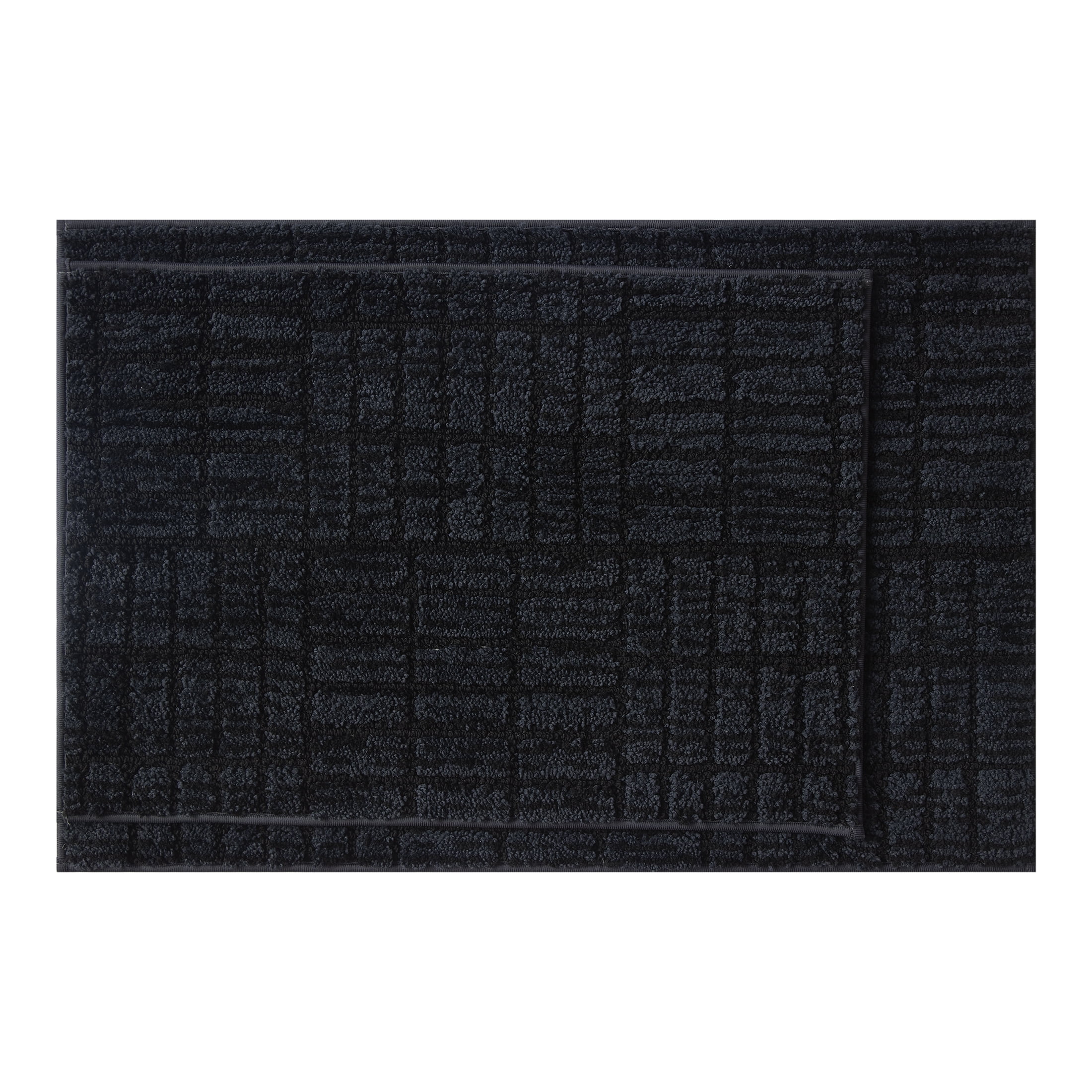 Mainstays Linear Geo 2-Piece Bath Rug Set, Black, 17 in x 24 in and 20 in x 30 in