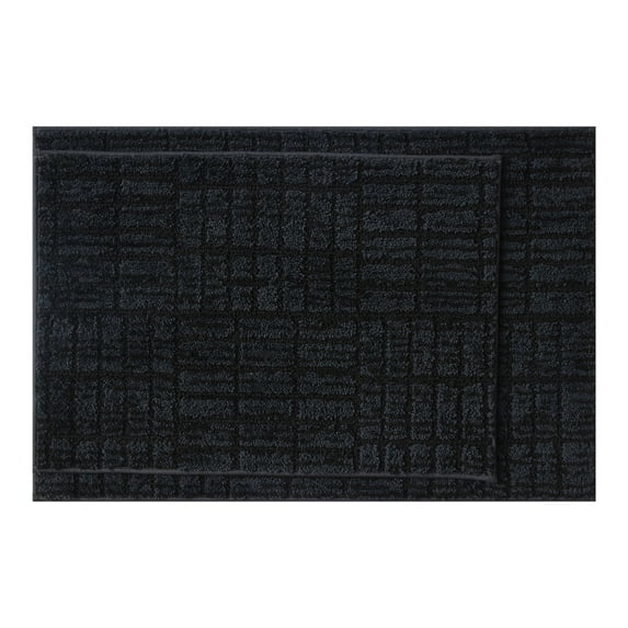Mainstays 2 Piece Bath Rug Set, Black Linear Geo, 17" x 24" & 20" x 30"