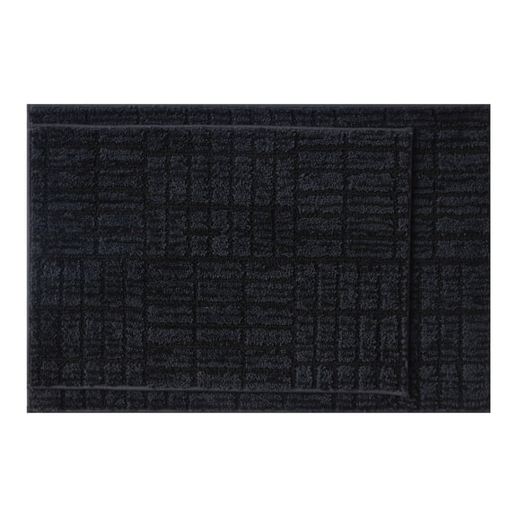 Mainstays 2 Piece Bath Rug Set, Black Linear Geo, 17" x 24" & 20" x 30"