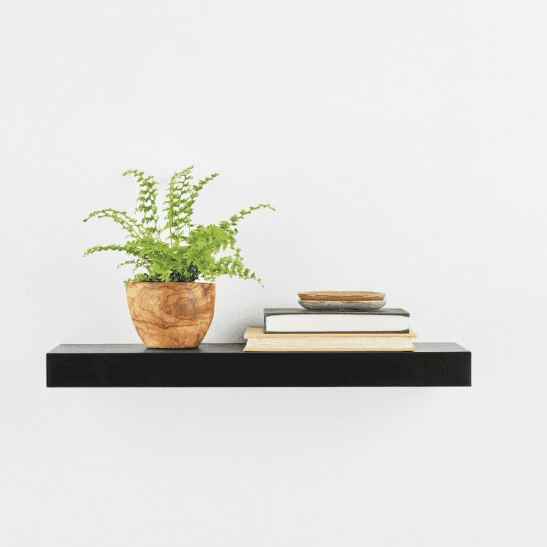Mainstays 18 inch Decorative Wood Floating Shelf Set Wall Mounted Black Finish