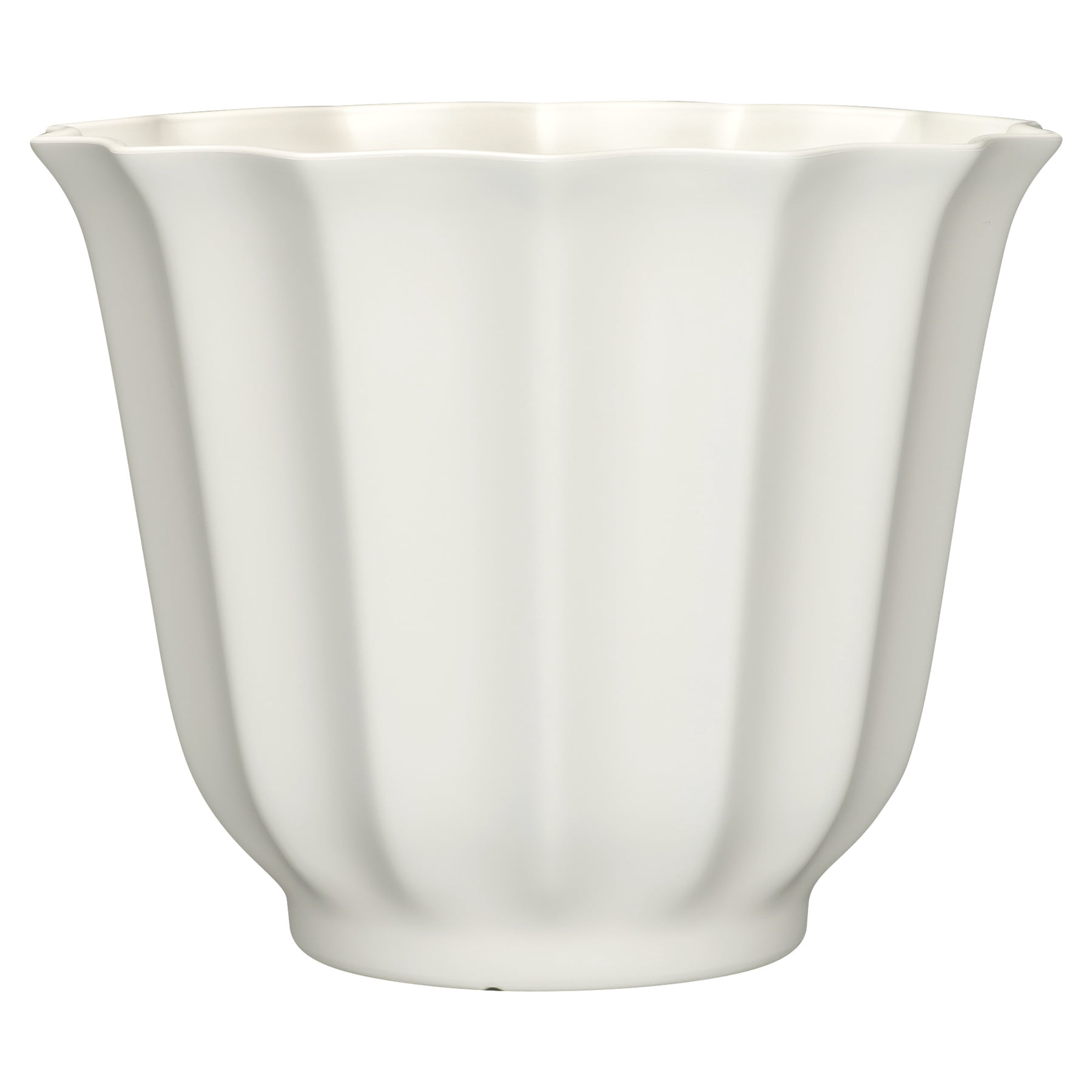 Mainstays Charlotte Round Recycled Resin Planter, Vanilla Dream, 17.5 in x 17.5 in x 14 in