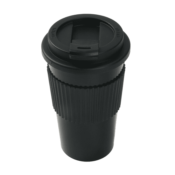 Mainstays 18oz Rich Black Plastic Travel Coffee Cup with Lid