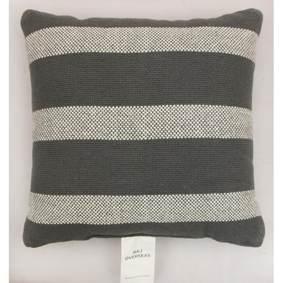 Elegant Striped Silver Decorative Pillow 18x18