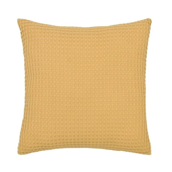 Mainstays Waffle Knit Pillow, 18" x 18", Yellow