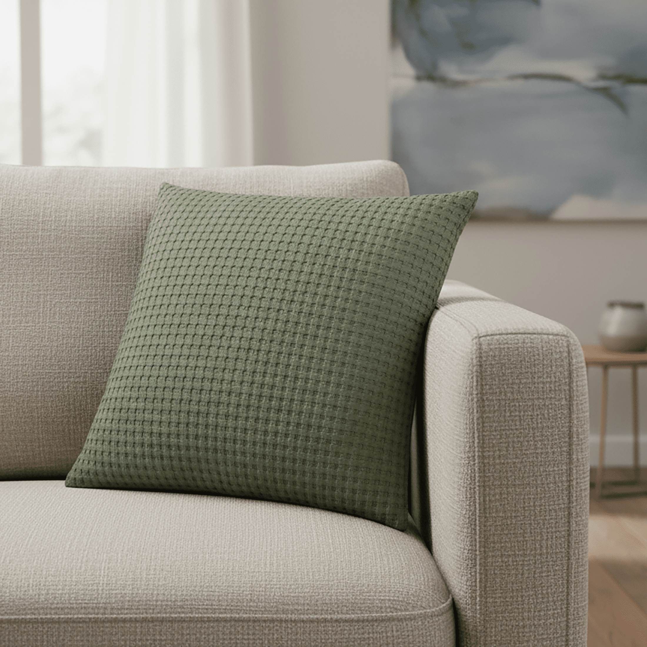 Mainstays Waffle Pillow Cover, 18" x 18", 2 pack, Bay Leaf