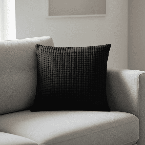 Mainstays Waffle Pillow Cover, 18" x 18", 2 pack, Rich Black