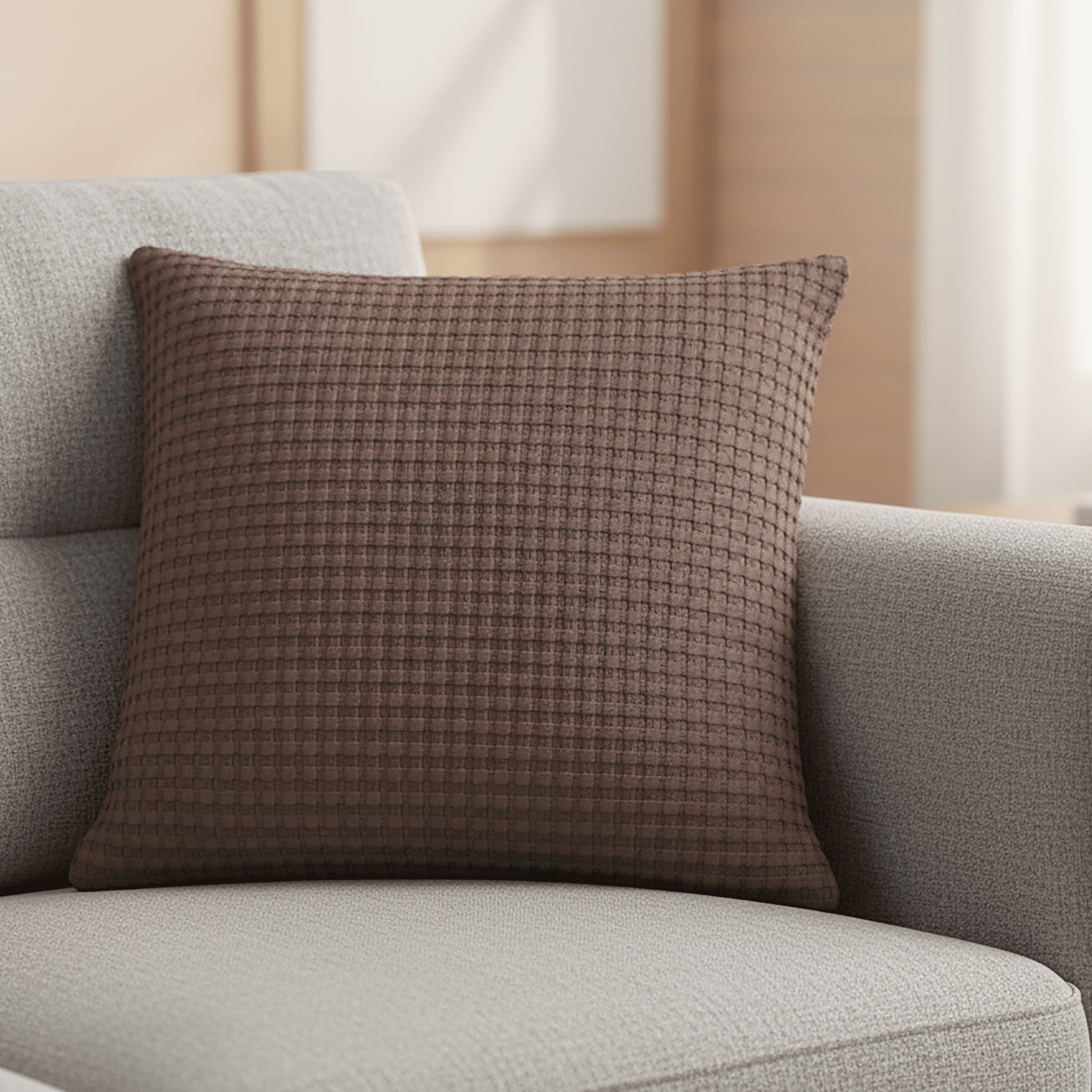Mainstays Waffle Pillow Cover, 18" X 18", 2 pack, Warm Brown
