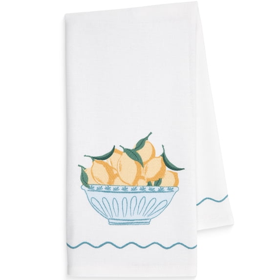 Mainstays Printed Cotton Decorative Kitchen Tea Towel, 15" x 25", Lemons, 1 Piece
