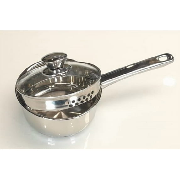 Mainstays 1 qt Oven Safe Stainless Steel Saucepan with Straining Lid