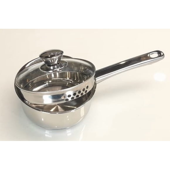 Mainstays 1 qt Oven Safe Stainless Steel Saucepan with Straining Lid