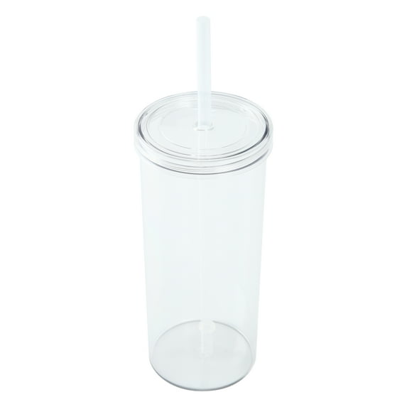 Mainstays 20oz Plastic Clear Tumbler with Screw Top Lid and Straw