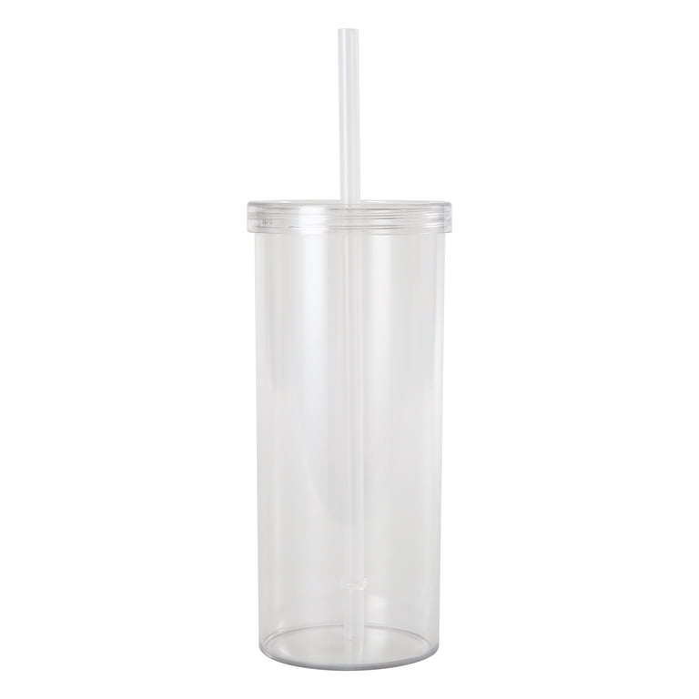 20-ounce Clear Plastic Tumbler with Screw Top Lid and Straw, by Mainstays, Size: One size