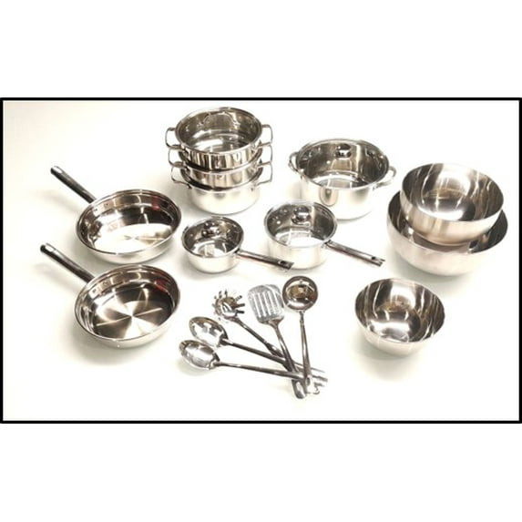 Mainstays 20-Piece Cookware, Steamer, Mixing Bowl & Kitchen Tool Set with Glass Lids