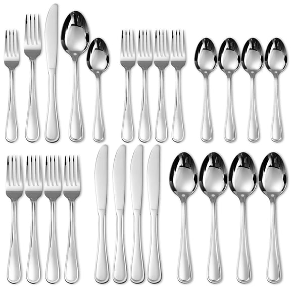 Mainstay 20 Piece Stainless Steel Flatware Mirror Polished, Service for 4 Dishwasher Safe