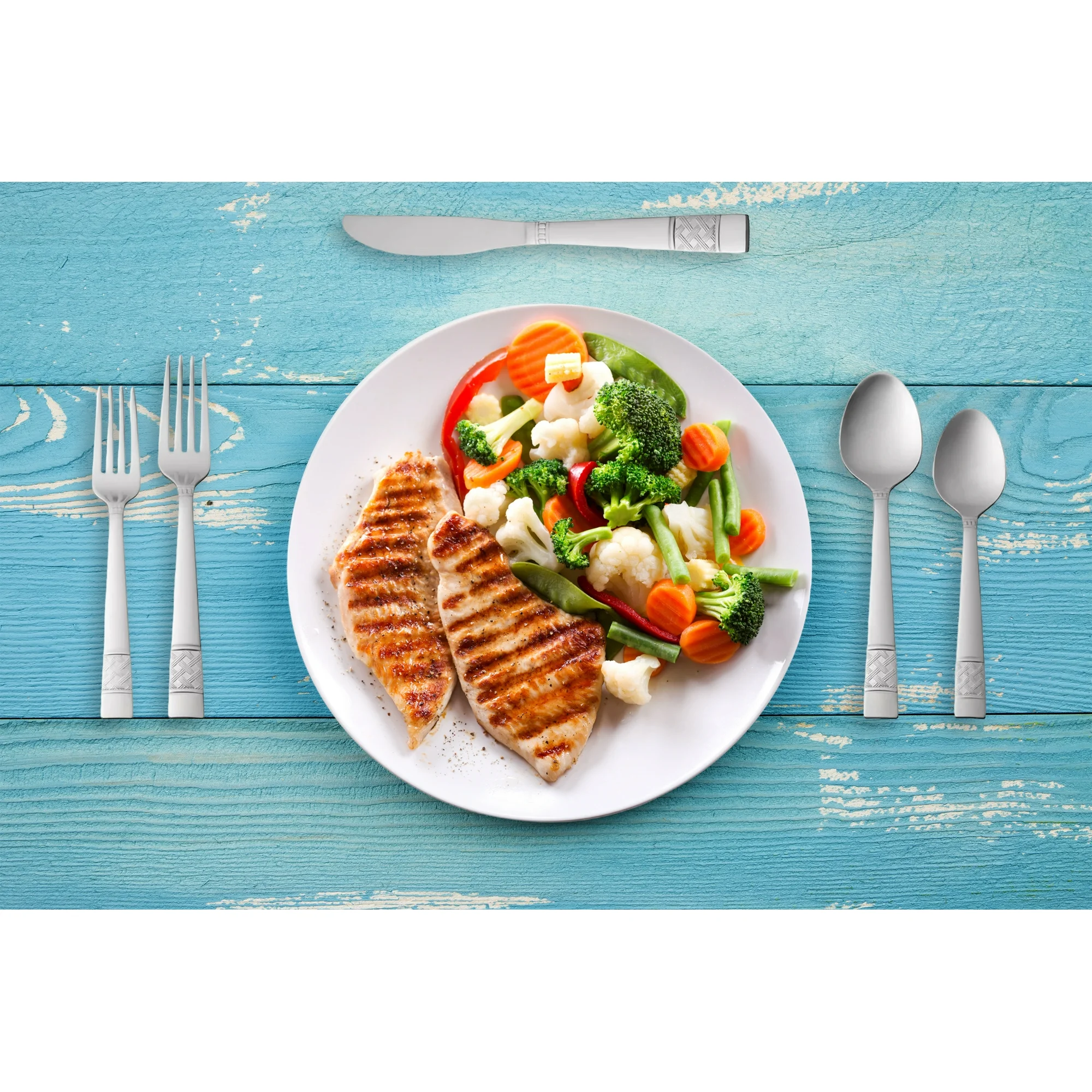 Mainstays Pierremont 20 Piece Polished Adult Stainless Steel Flatware Set, Service for 4