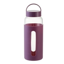 Mainstays Glass 25 oz Water Bottle with Purple Protective Silicone Sleeve