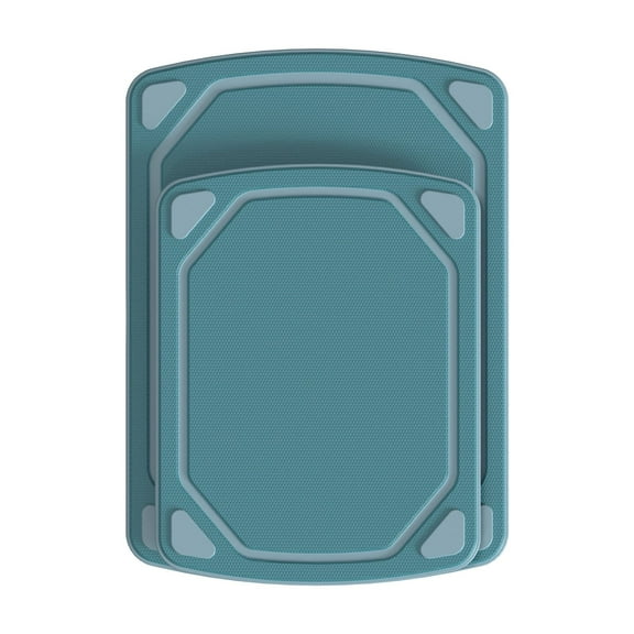 Mainstays 2 Pieces 8.5 x 11 and 10 x 14 Non-Slip Recycled Poly Cutting Board,  Blue Color