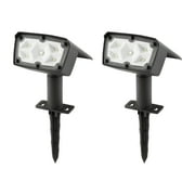Mainstays Solar Powered Black Color Lock LED Landscape Spotlight, 100 Lumens, 2 Pack