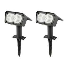 Mainstays Solar Powered Black Color Lock LED Landscape Spotlight, 100 Lumens, 2 Pack