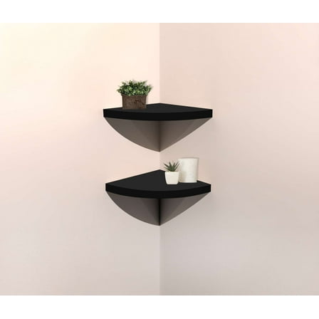 Mainstays 9.5" Black Corner Shelves, Set of 2