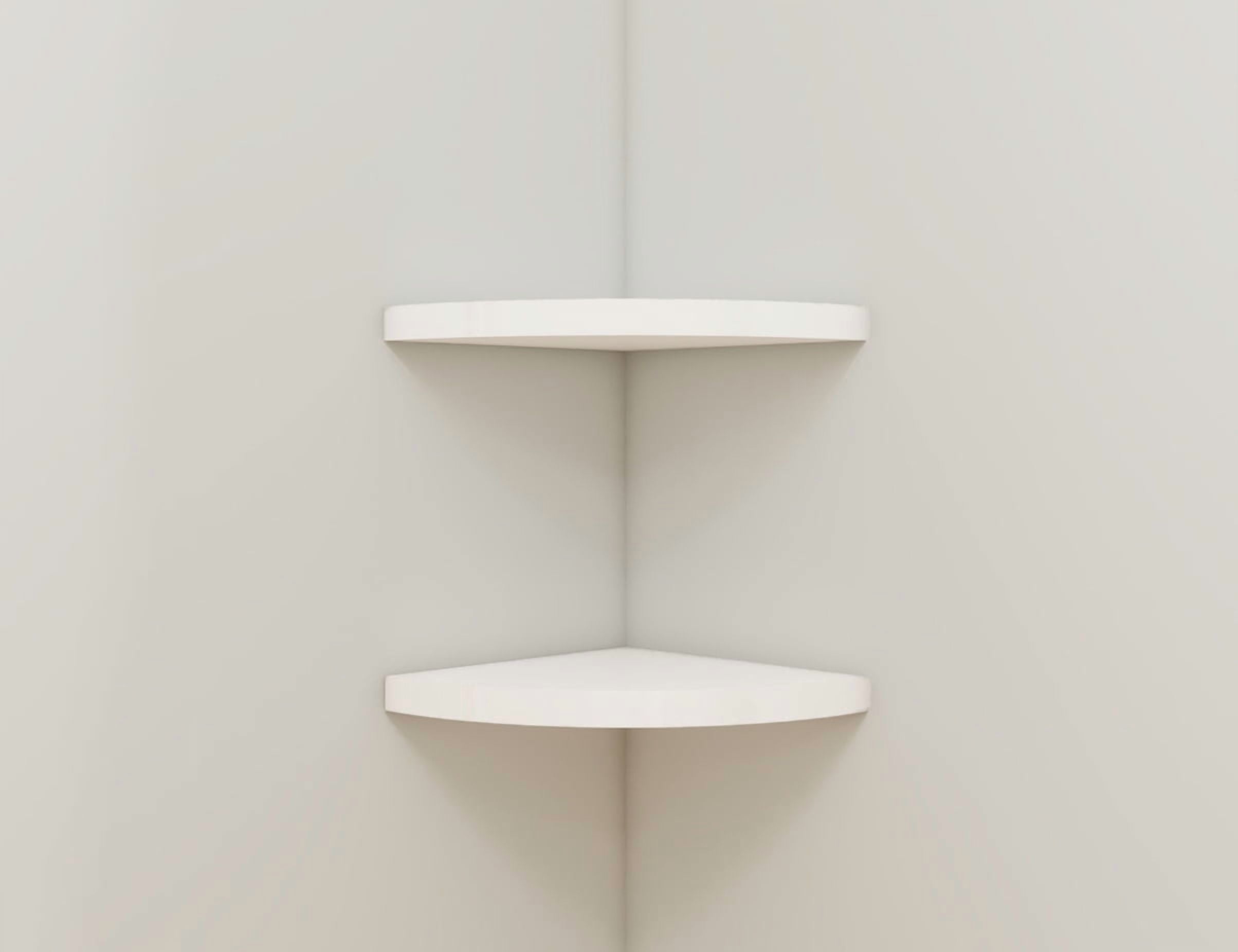 Mainstays 9.5" White Corner Wood Shelves, Set of 2