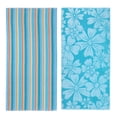 thumbnail image 1 of Mainstays Green Flower & Stripes Beach Towels (2 Count), 1 of 7