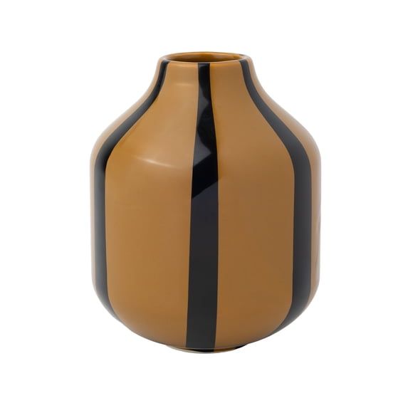 Mainstays 6" Brown and Black Ceramic Decorative Stripe Vase