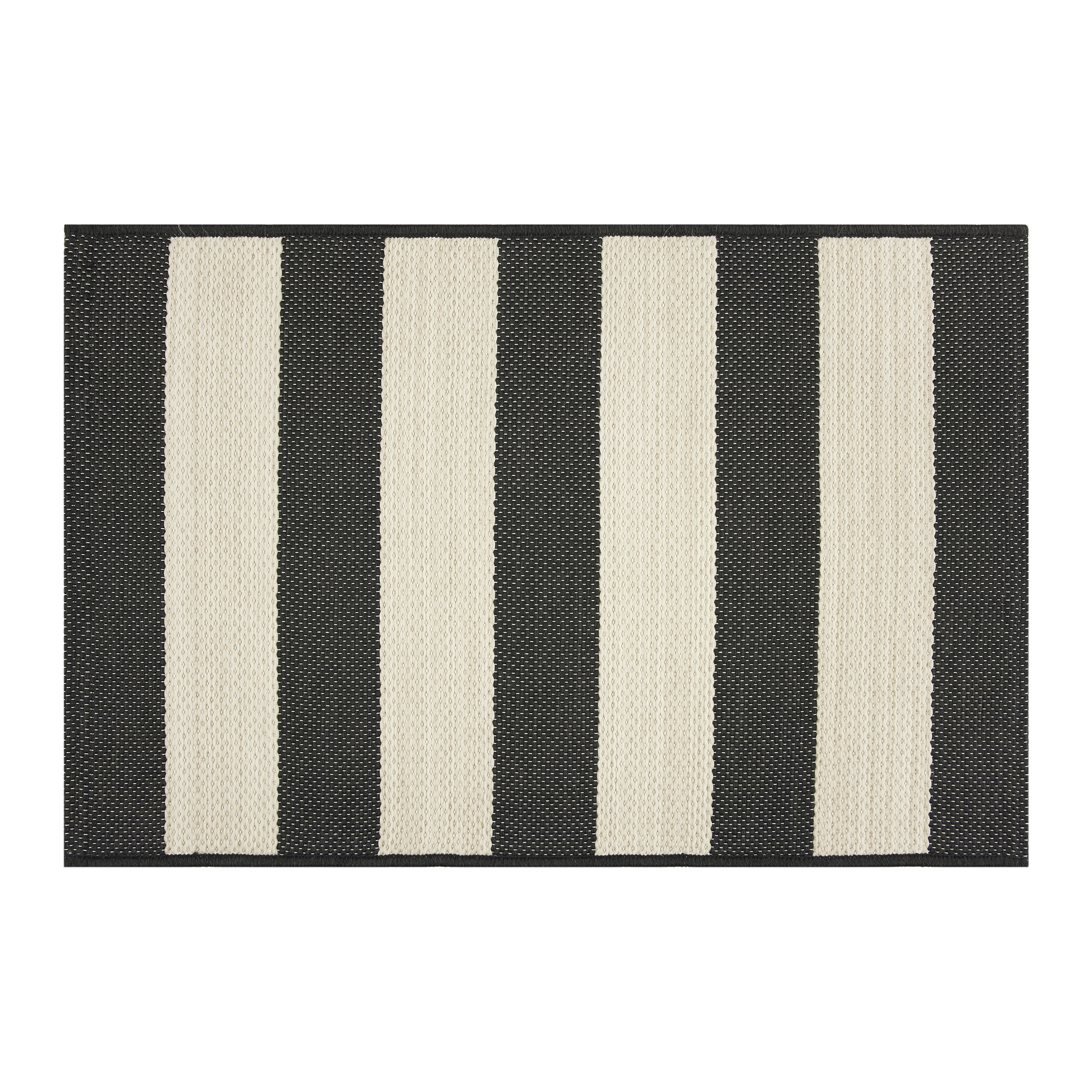 Mainstays 24" x 36" Black & White Cabana Stripe Outdoor Scatter Rug