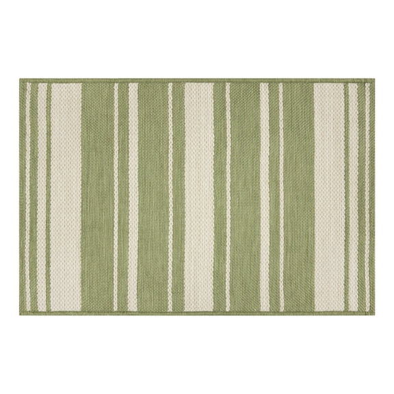 Mainstays 24" x 36" Sage Variegated Stripe Outdoor Scatter Rug