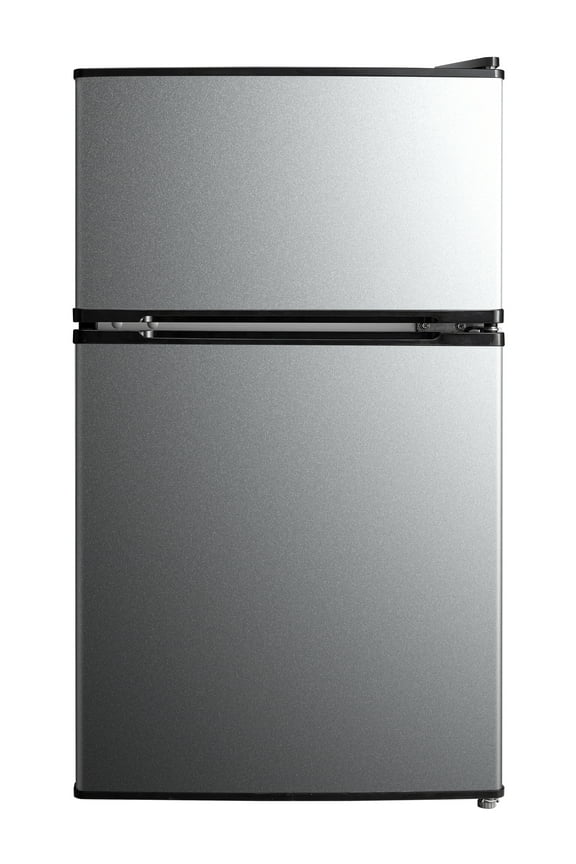 3.2 Cu Ft 2-Door Compact Refrigerator with Freezer, Stainless Steel, Mini Fridge for Dorm, Apartment & Office