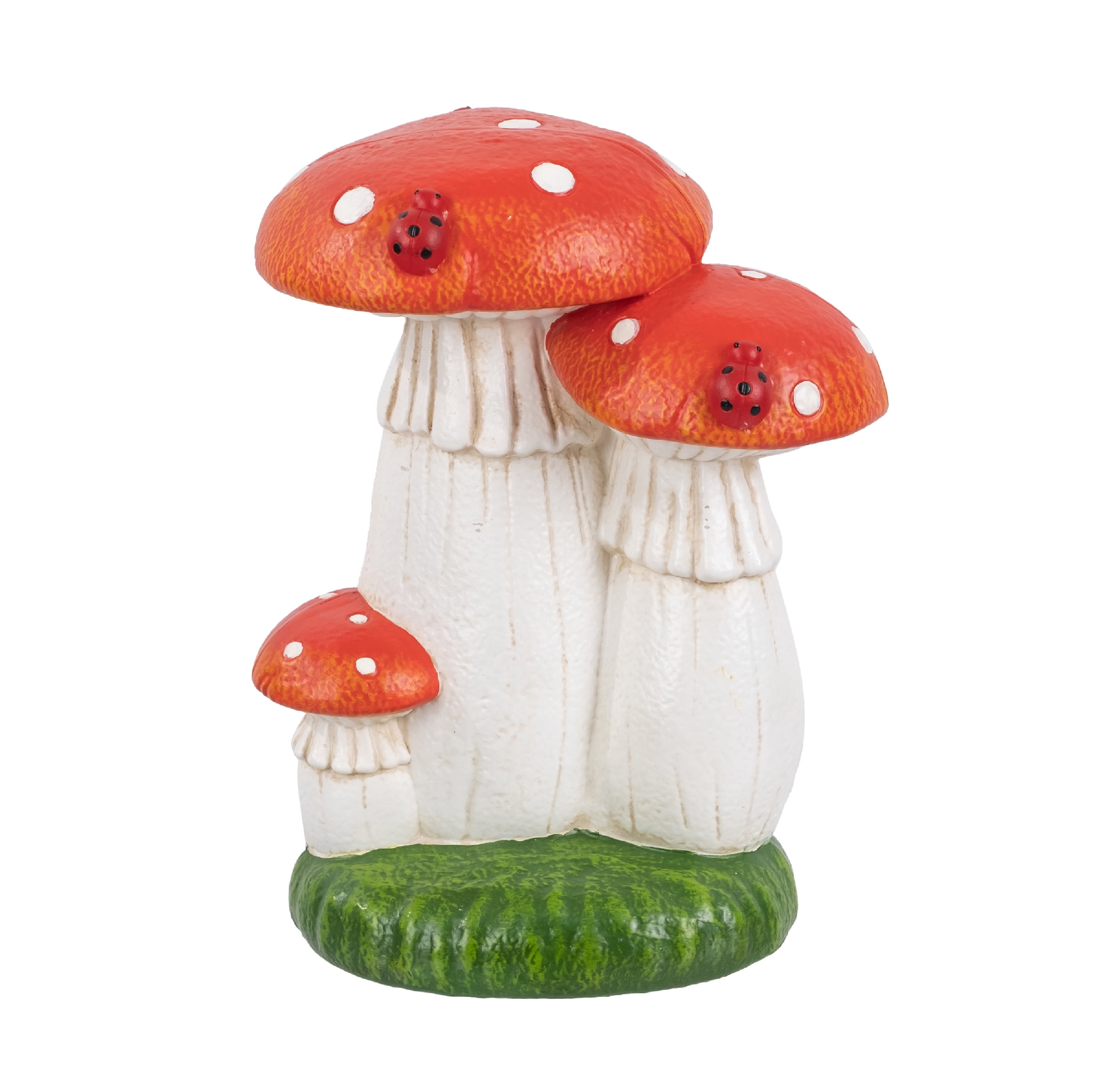 Mainstays Solar Three Mushrooms Outdoor Garden Statue with LED Light, Weather-Resistant