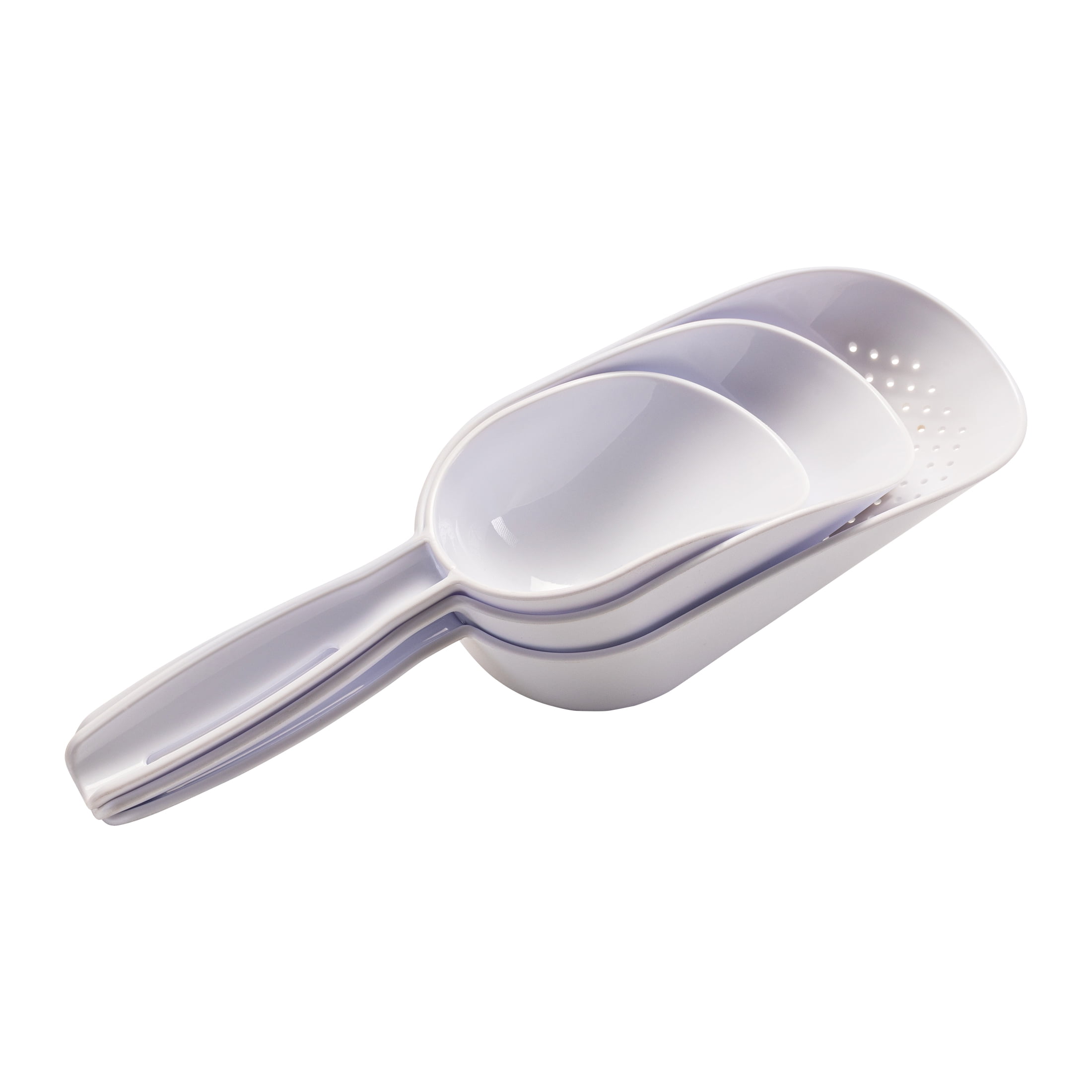 Mainstays 3 Piece Scoop Set Durable Polypropylene Plastic, White
