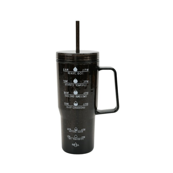 Mainstays 30 oz Black Bubble Pattern Tumbler with Handle