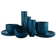 thumbnail image 1 of Mainstays 30-Piece Plastic Braided Pattern Dinnerware Bundle Set, Navy, 1 of 17