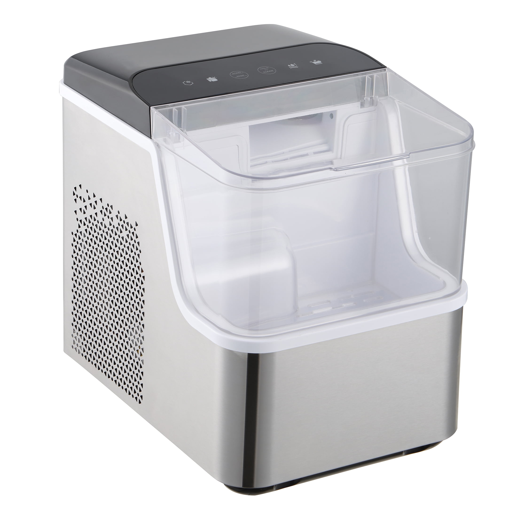 Mainstays Portable Ice Maker, Countertop Nugget, Stainless Steel, 35 lbs/day