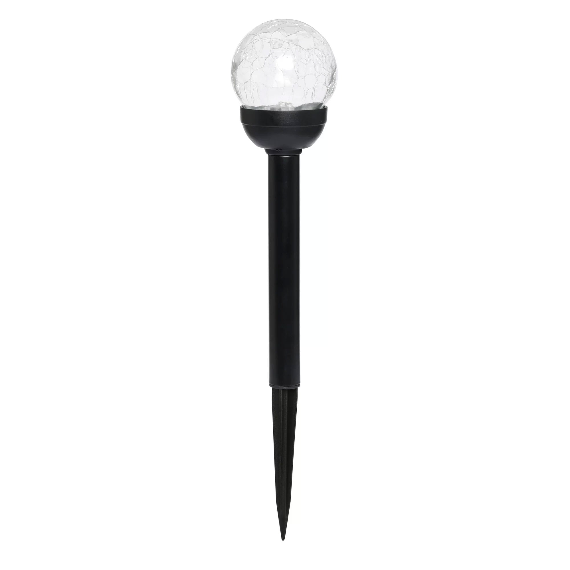 Mainstays Solar Powered Black LED Landscape Crackle Glass Ball Path Light, 3 Lumens