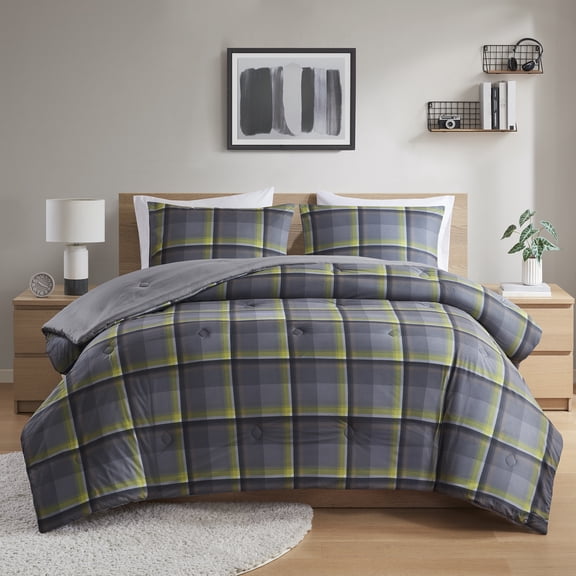 Mainstays Western Plaid 3-Piece Green Comforter Set, Full/Queen
