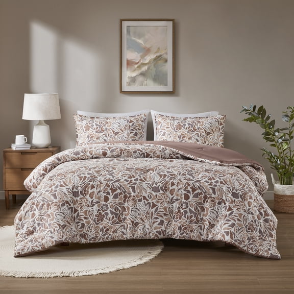 Mainstays Full/Queen Comforter Set, All-Season, 3-Piece, Textured Modern Floral
